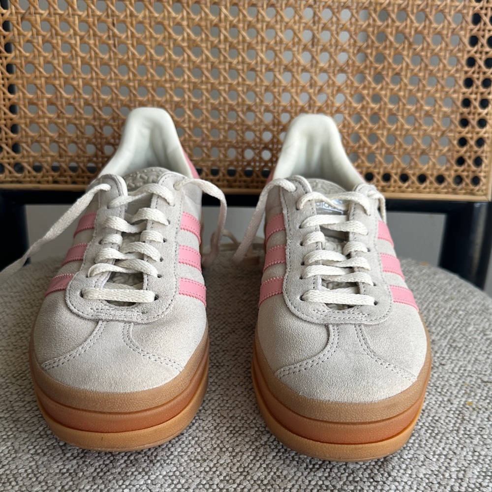 Adidas Women's Pink and Cream Sneakers
